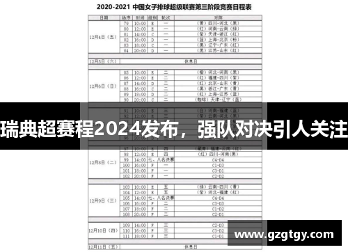 瑞典超赛程2024发布，强队对决引人关注